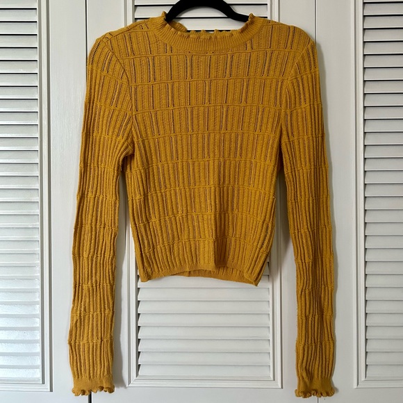 Urban Outfitters Sweaters - Medium/ fits like Small ruffled yellow turtle neck